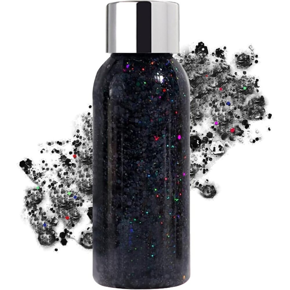 Body Glitter Gel Face and Body Makeup Liquid Long Lasting Black Mermaid Scales